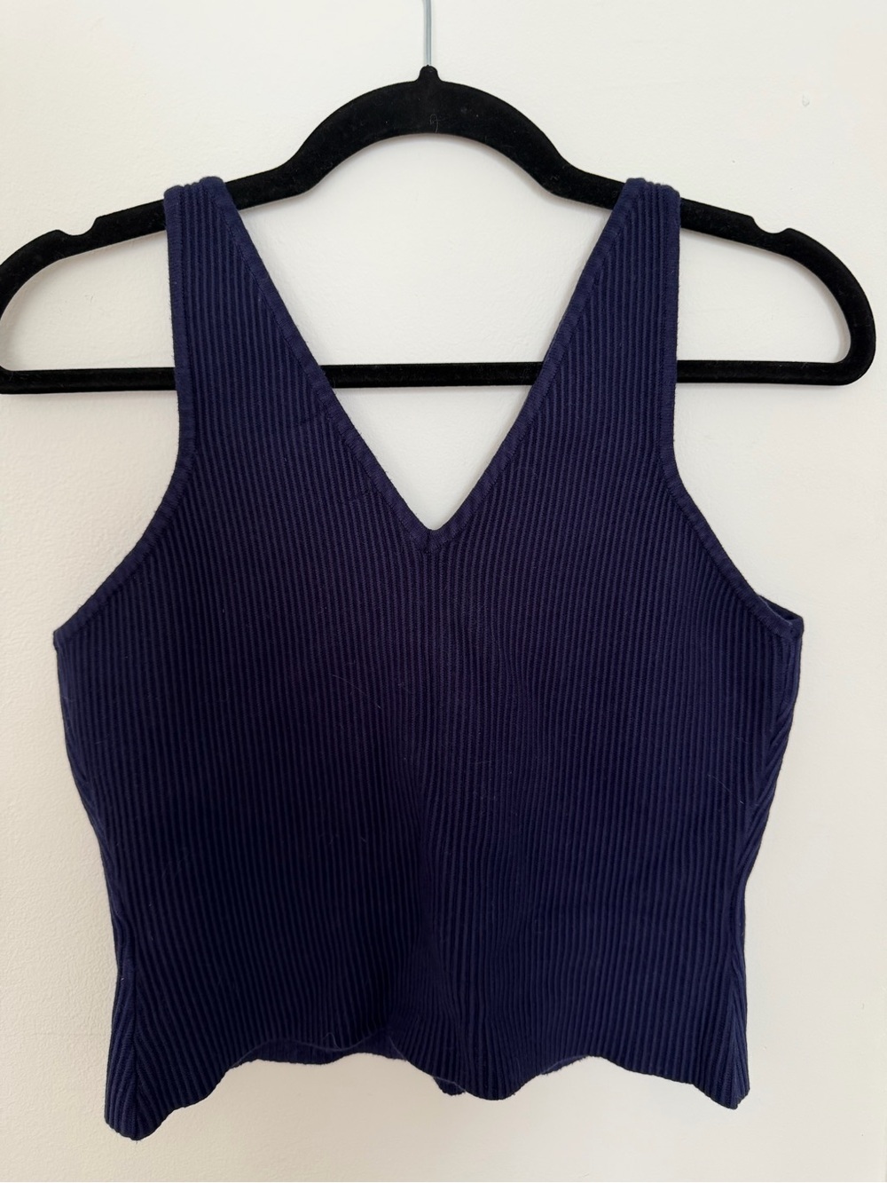 House of Harlow 1960 Navy Ribbed V-Neck Tank